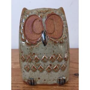 Vtg Japan Glazed Stoneware Ceramic Owl Figure Salt Or Pepper Spice Shaker 3.5"